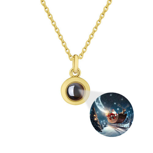 Hidden Memory Projection Necklace — personalized photo pendant, front view