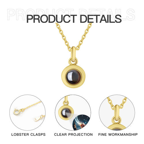 Hidden Memory Projection Necklace — personalized photo pendant, close-up