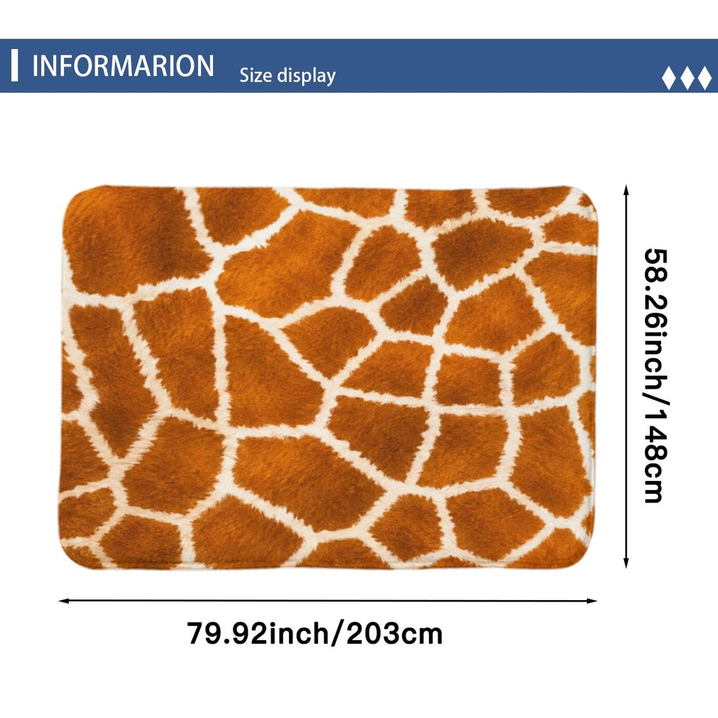 Maat Decor Flannel Area Rug — Savannah Giraffe non-slip floor mat, lifestyle photo