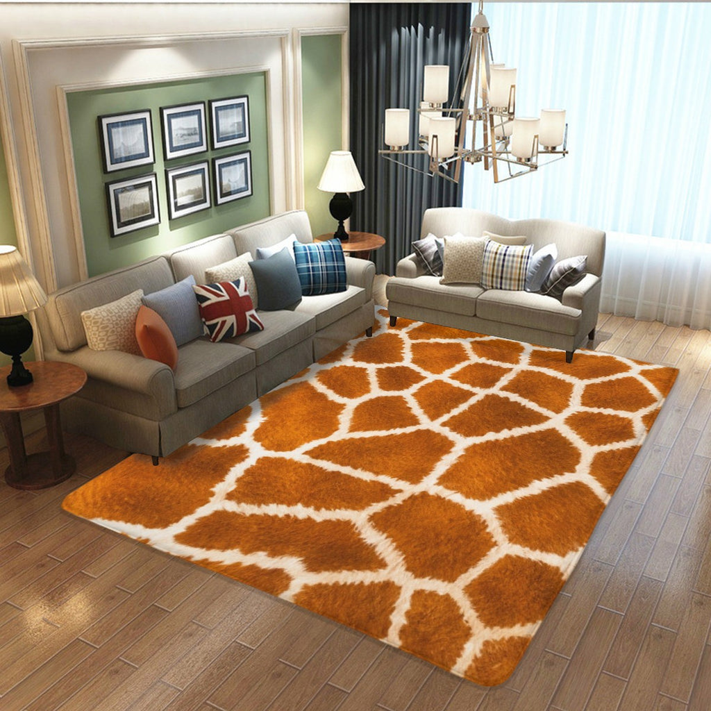 Maat Decor Flannel Area Rug — Savannah Giraffe non-slip floor mat, detail view