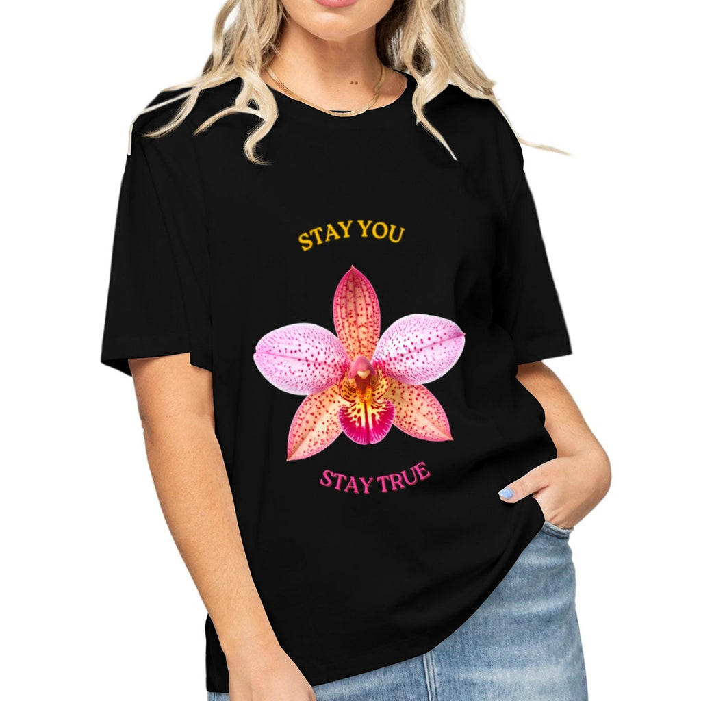 Women's Pink Orchid T-Shirt — premium cotton, front view