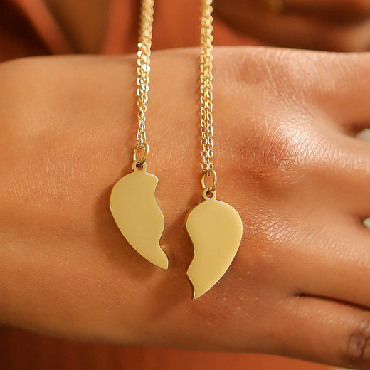 Break Apart Heart Necklace Set — detail view