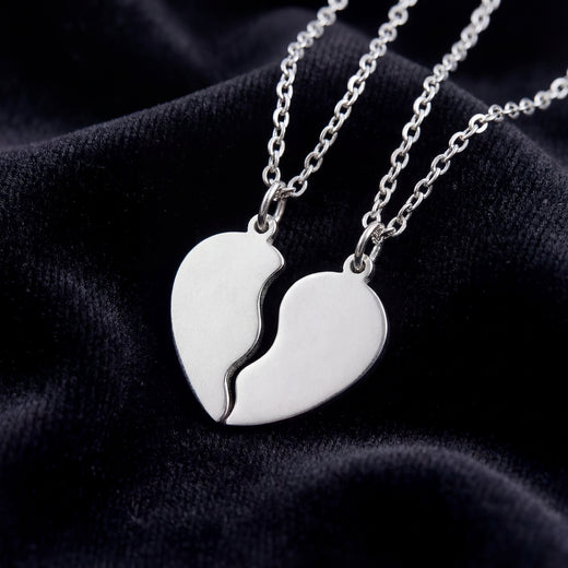 Break Apart Heart Necklace Set — close-up
