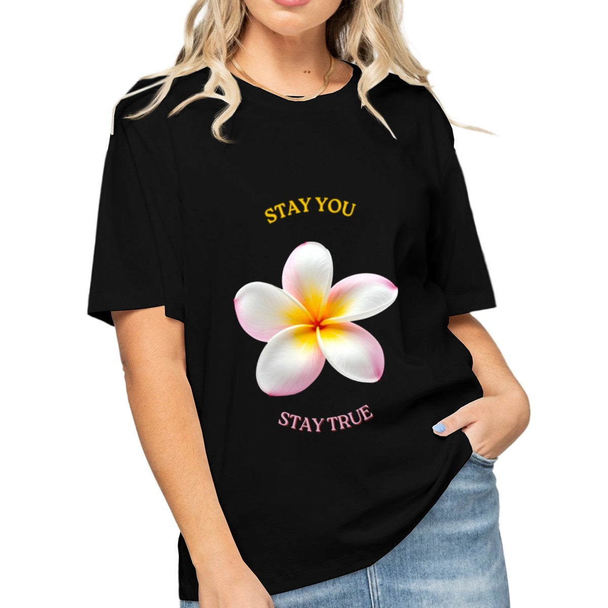 Women's White Plumeria T-Shirt — alternate view