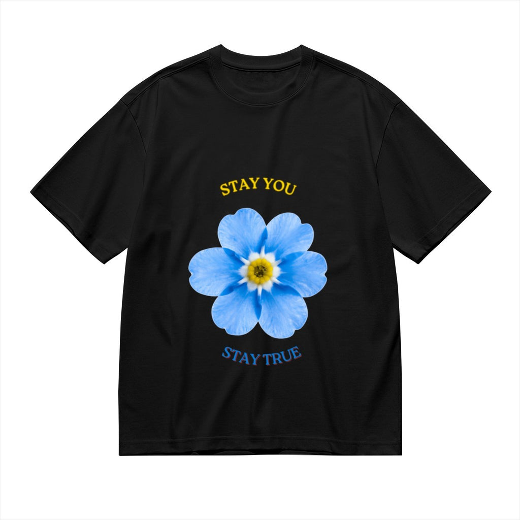 Women's Blue Blossom T-Shirt — premium cotton, lifestyle photo