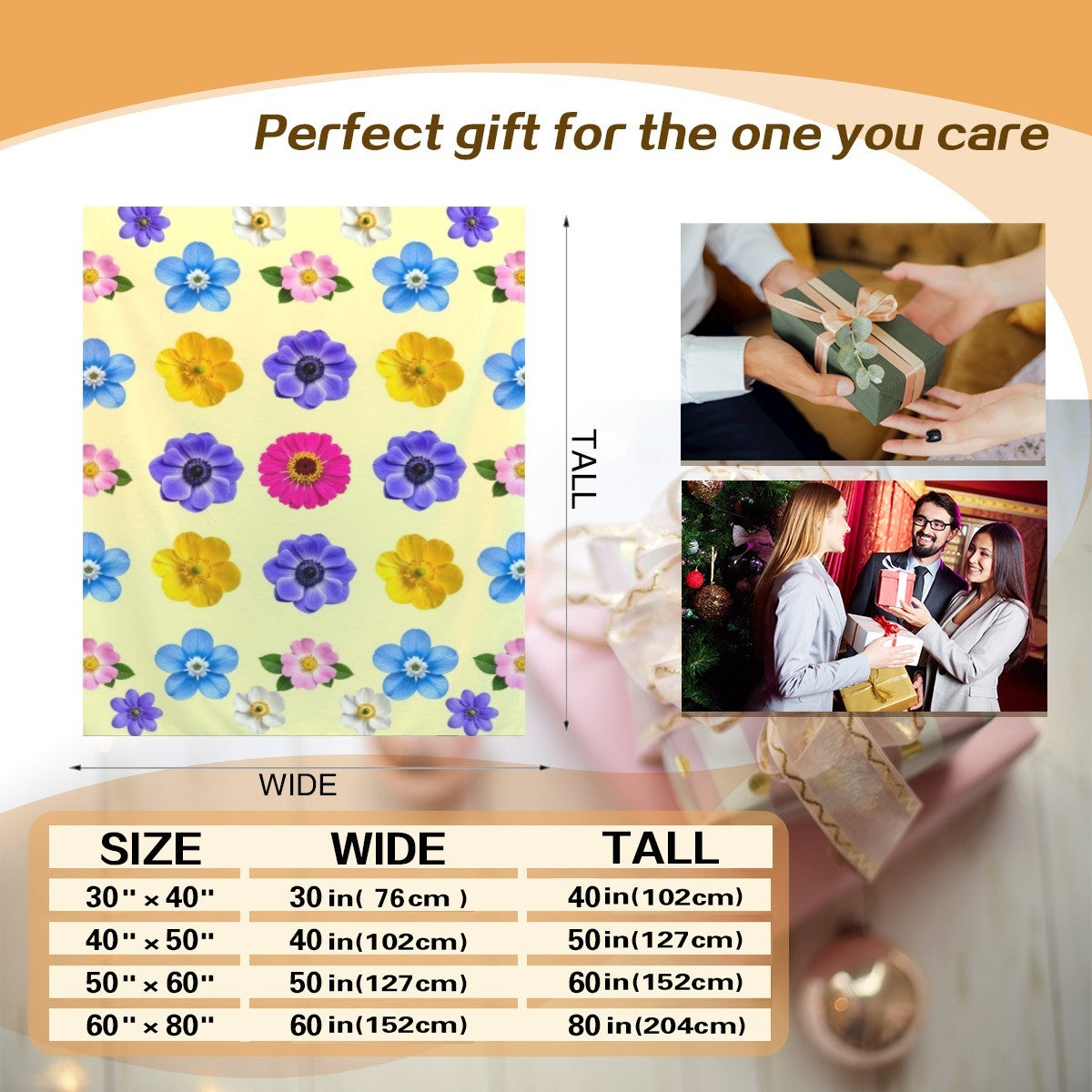 Flowers Comfort Blanket — soft personalized gift, styled photo