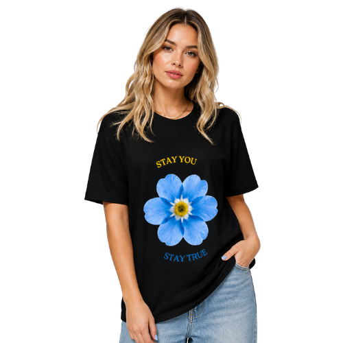Stay You Stay True Floral Energy T-Shirt — symbolic design, styled photo