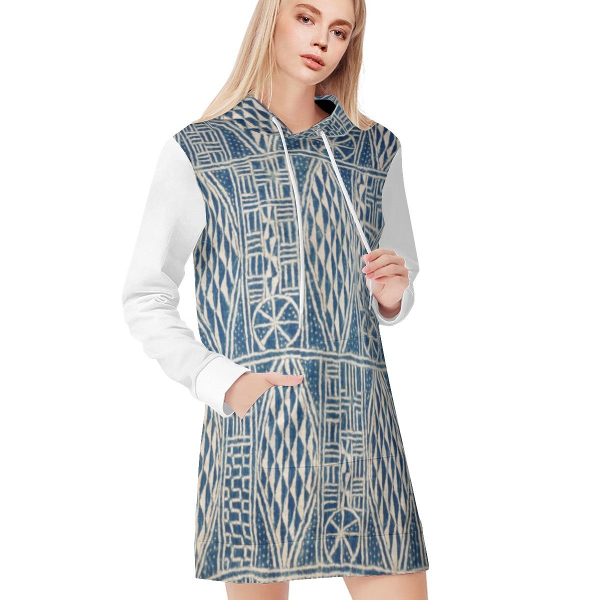 NDOP Sacred Textile Women's Long Sleeve Top — Bamiléké inspired print, front view