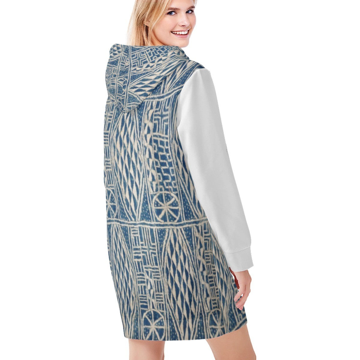 NDOP Sacred Textile Women's Long Sleeve Top — Bamiléké inspired print, lifestyle photo