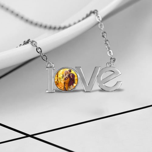 LOVE Letters Couple Necklace — romantic jewelry gift, lifestyle photo