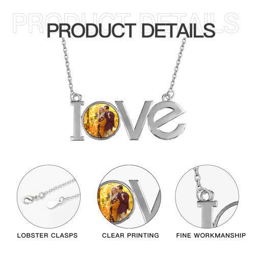 LOVE Letters Couple Necklace — romantic jewelry gift, close-up