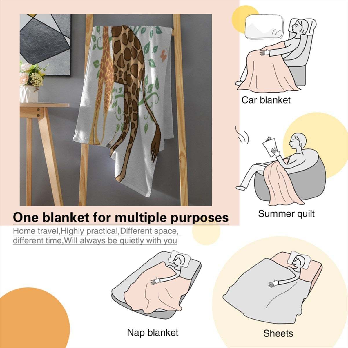 Pet & Family Blanket — personalized photo keepsake, back view