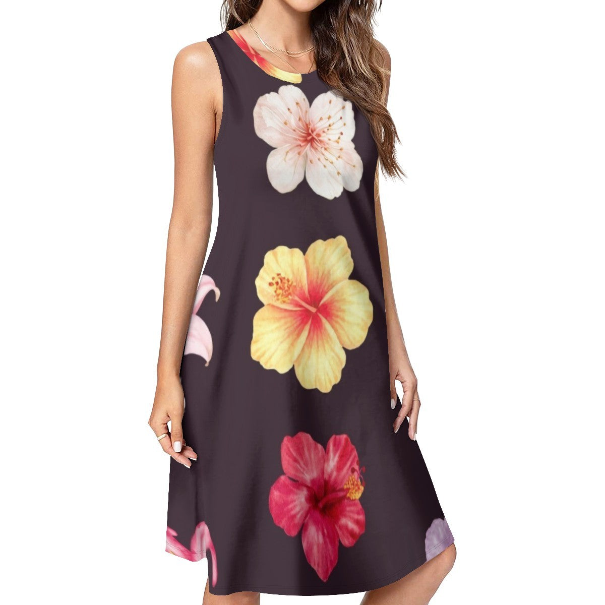 Premium Women's Dress — personalized floral print, front view