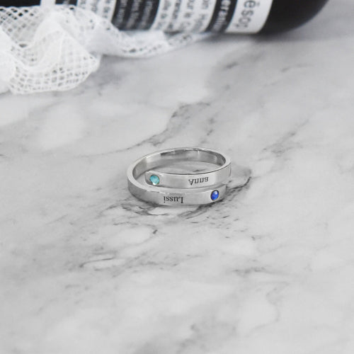 Wrap Name Ring — personalized name birthstone ring, styled photo