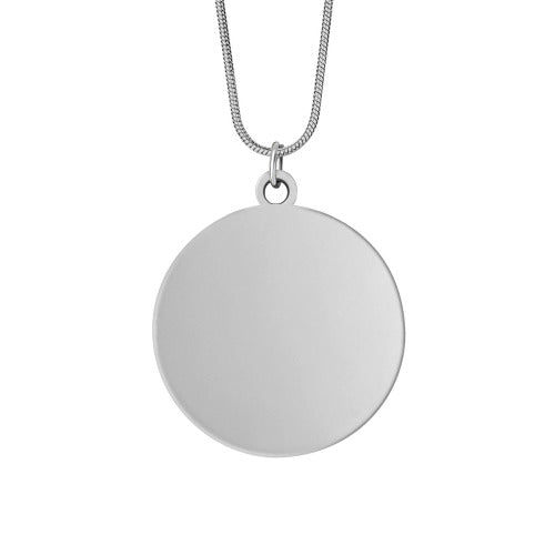 Round Snake Chain Pendant — modern personalized necklace, front view