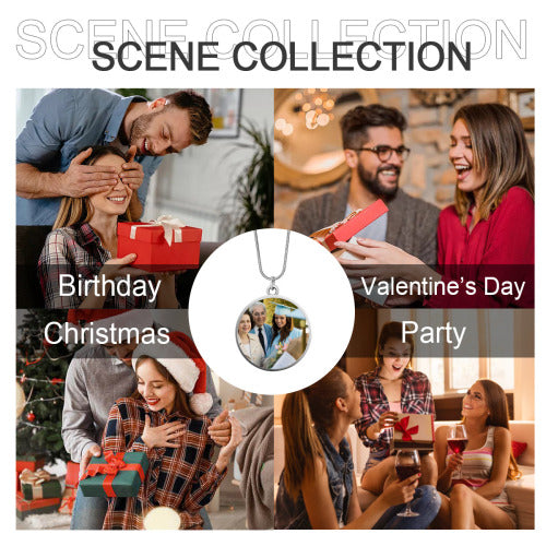 Round Snake Chain Pendant — modern personalized necklace, packaging photo