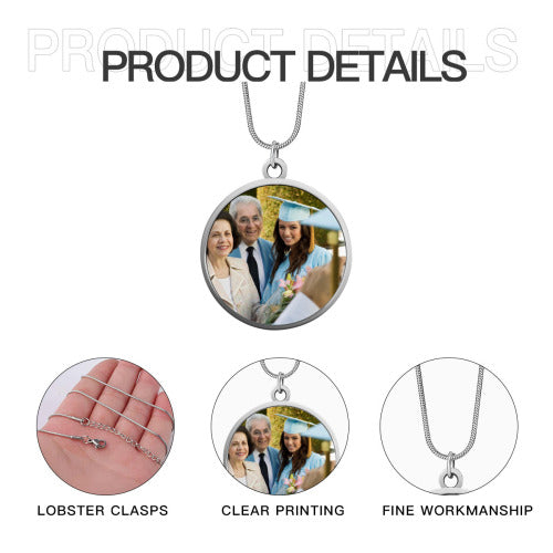 Round Snake Chain Pendant - Modern Personalized Necklace — close-up