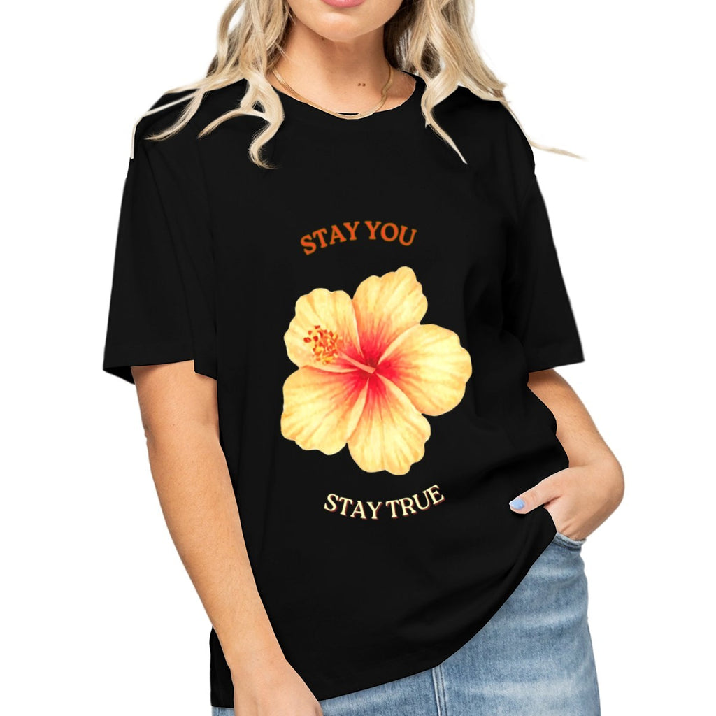 Women's Golden Hibiscus T-Shirt — premium cotton, front view