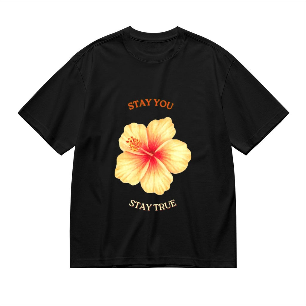 Women's Golden Hibiscus T-Shirt — premium cotton, lifestyle photo