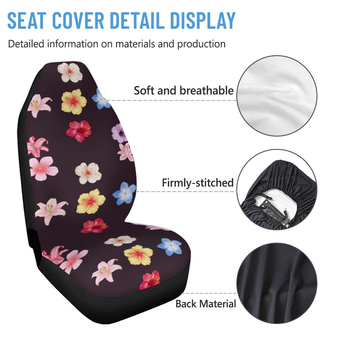 Flowers Steering Wheel Cover — personalized car accessory, back view