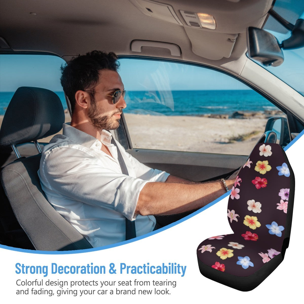 Flowers Steering Wheel Cover — personalized car accessory, styled photo