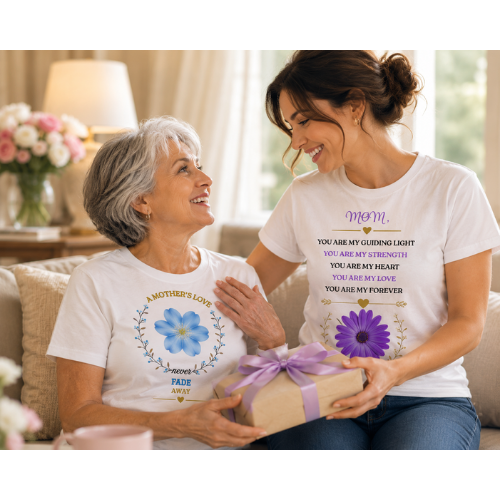 Mom Personalized Flower T-Shirt — custom photo gift, lifestyle photo