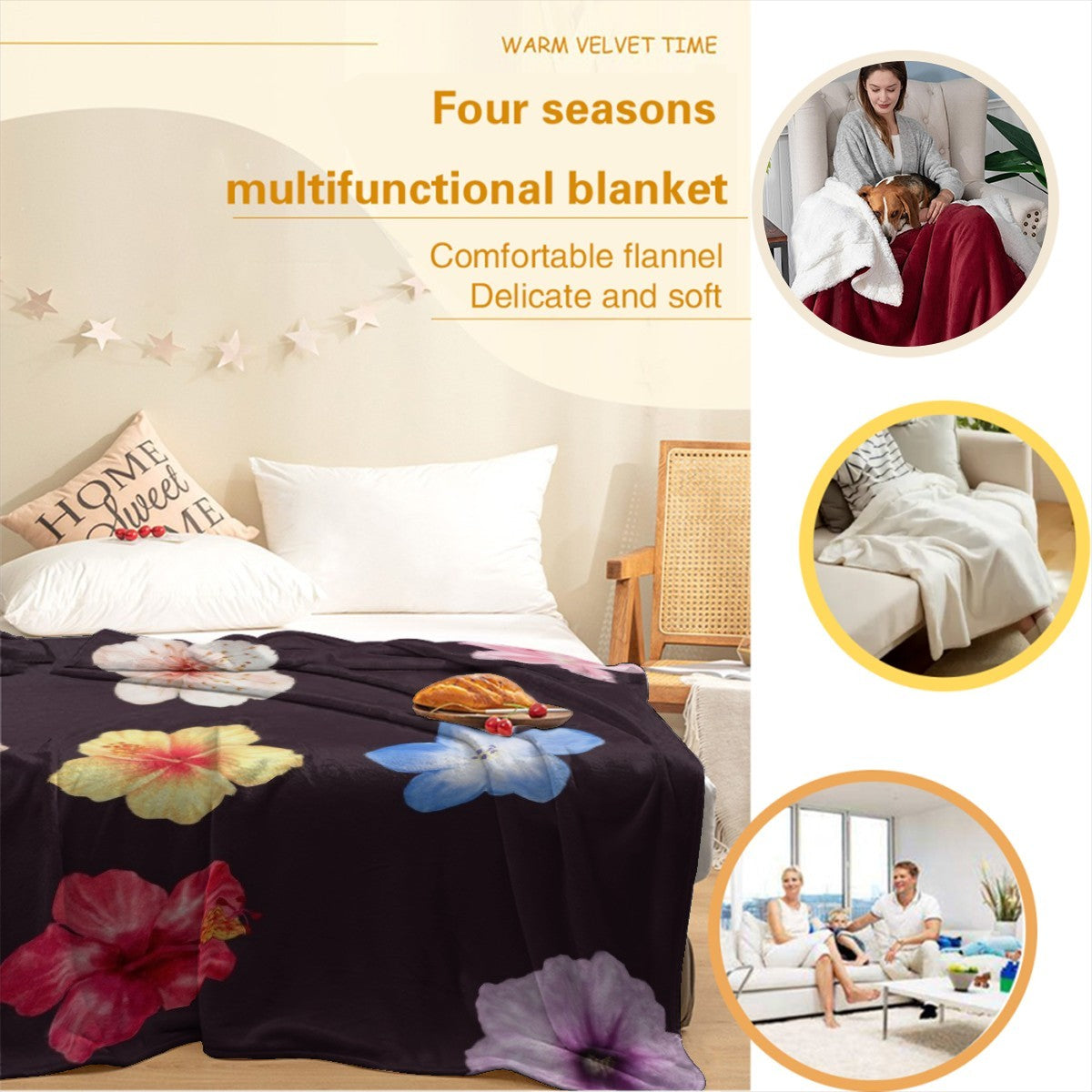 Premium Sacred Blanket — symbolic home decor, back view