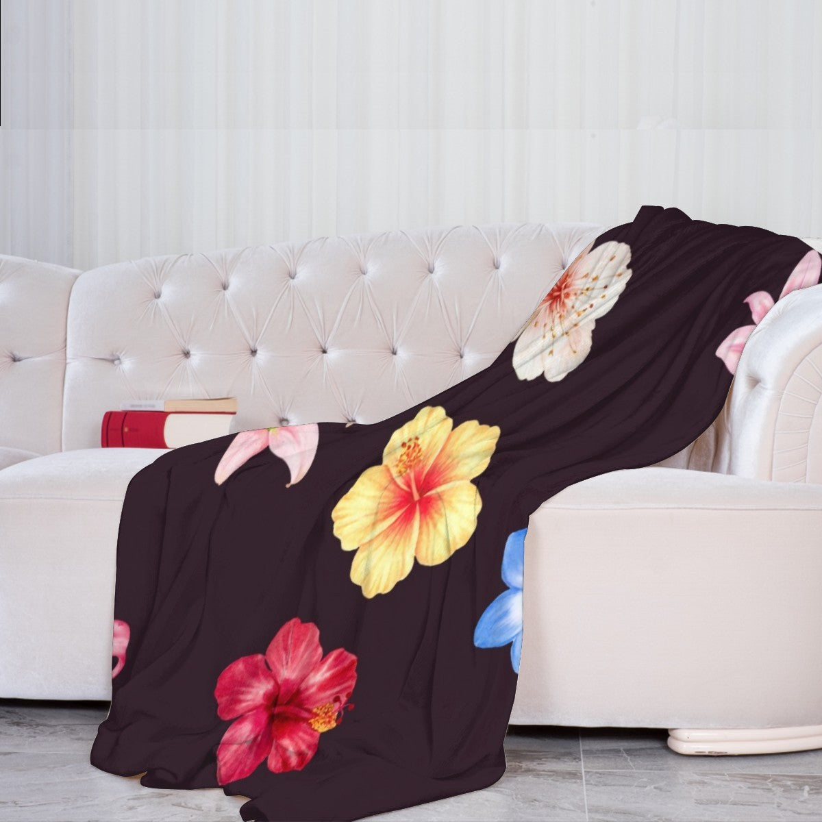Flowers Double-Layer Premium Blanket — personalized floral gift, front view
