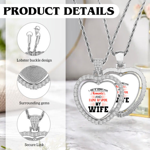 Engraved Heart Necklace - Personalized Stainless Steel Pendant — view 19