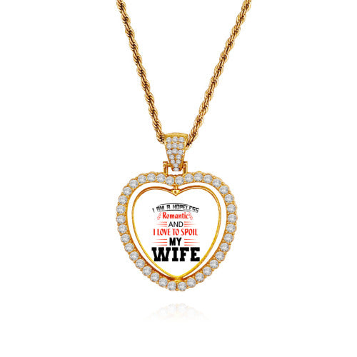 Engraved Heart Necklace — personalized stainless steel pendant, styled photo