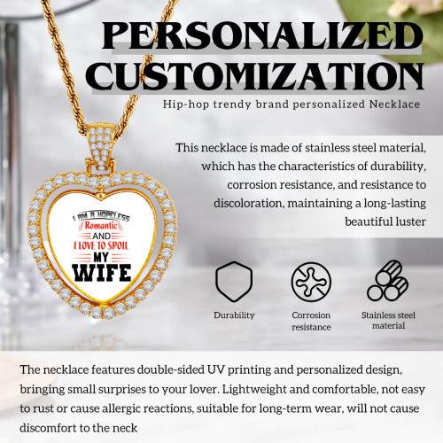 Engraved Heart Necklace — personalized stainless steel pendant, packaging photo