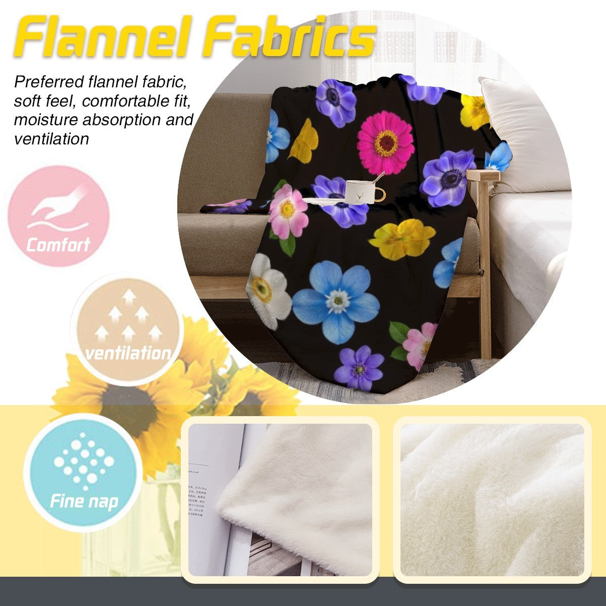 Flowers Memory Blanket — personalized photo keepsake, styled photo
