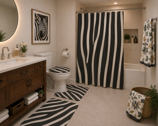Urban Graffiti Bathroom Four-Piece Set | Shower Curtain & Bath Mats