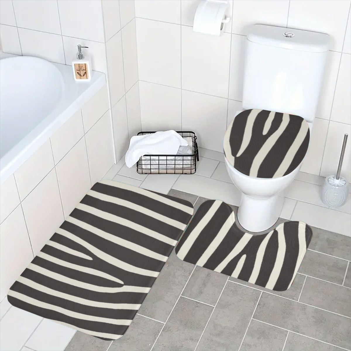 Urban Graffiti Bathroom 4-Piece Set — shower curtain bath mats, lifestyle photo