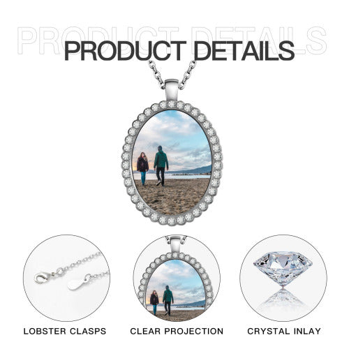 Oval Photo Pendant Necklace — personalized memory jewelry, close-up