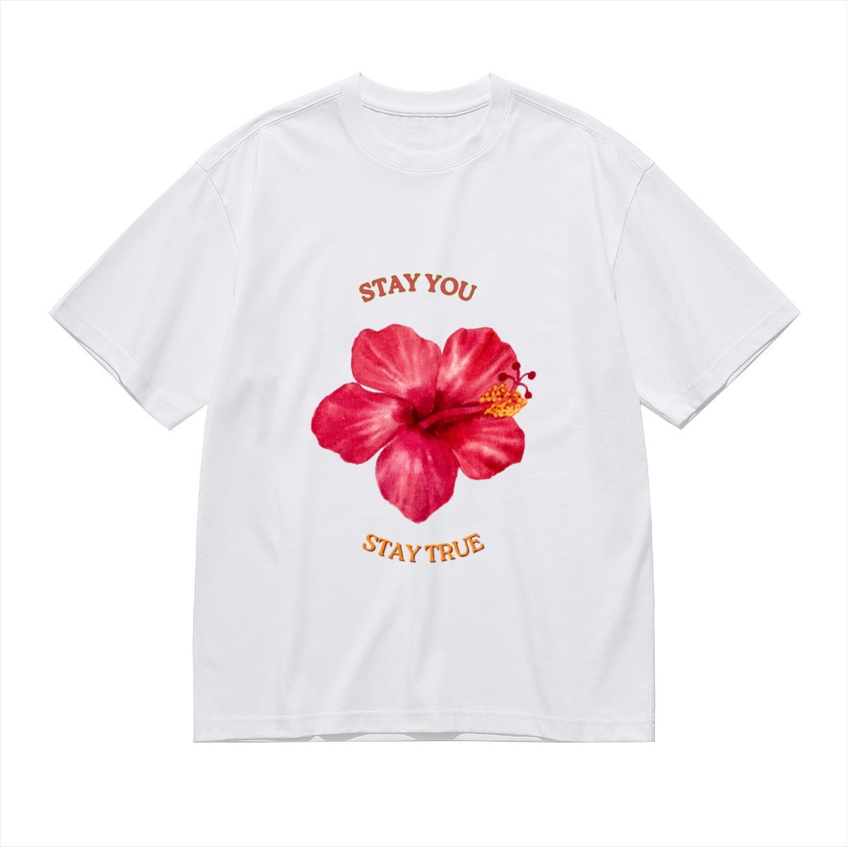 Women's Hibiscus Flower T-Shirt — premium cotton, back view
