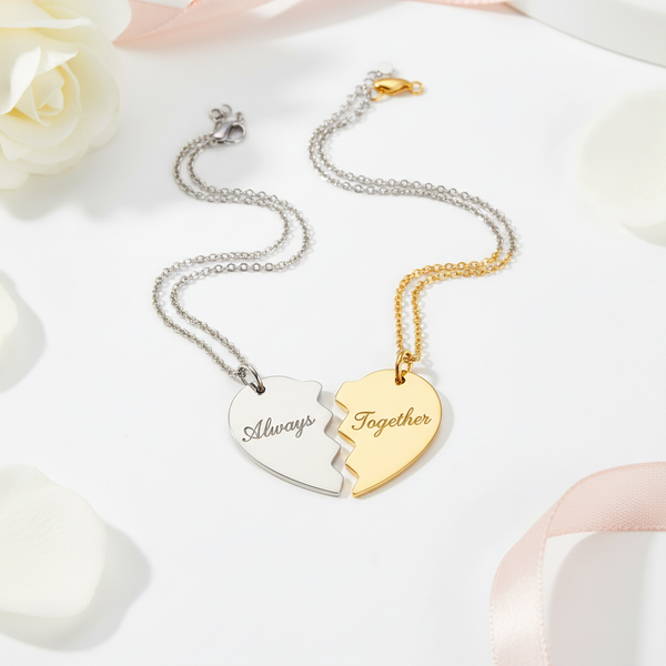 Break Apart Heart Necklace Set — Two Halves, One Love