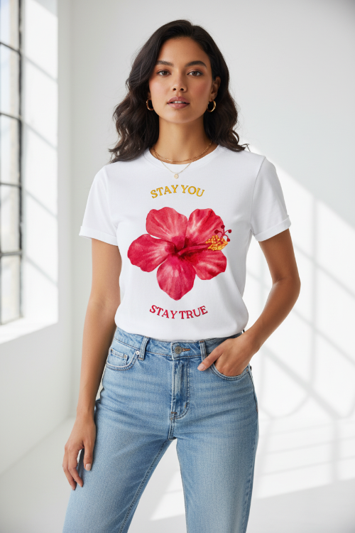 Crimson Hibiscus — White BG