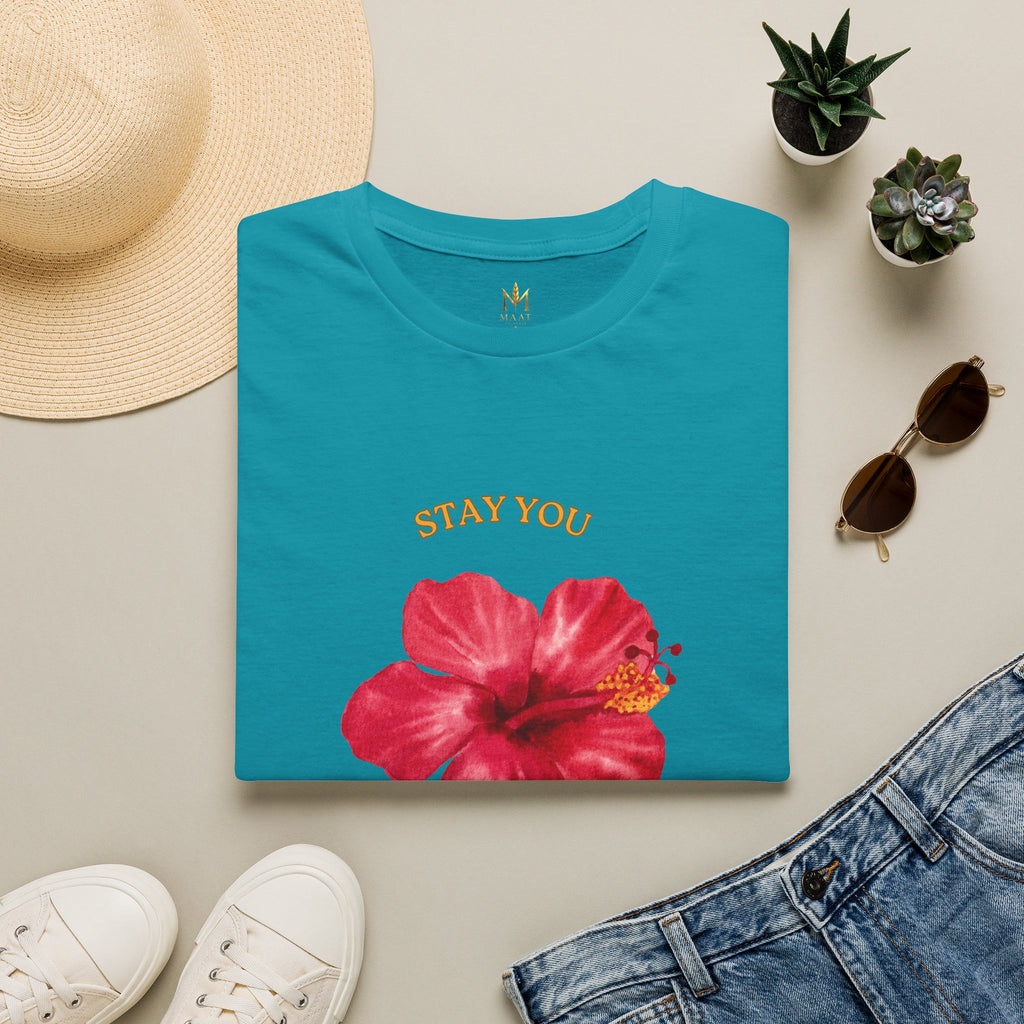 Stay You Stay True Women T-Shirt Tropical Blue Folded