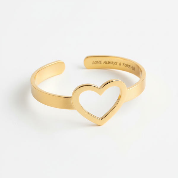 Heart Cuff Bracelet — Engraved With Your Words