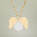 Hidden Message Heart Necklace worn in lifestyle photo — 18K gold PVD engraved gift for her