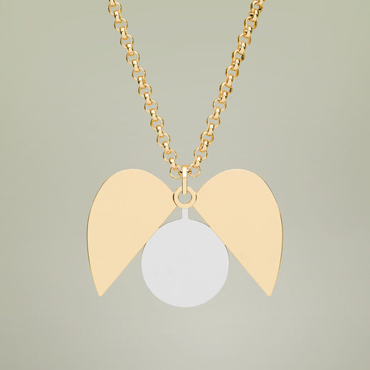 Hidden Message Heart Necklace worn in lifestyle photo — 18K gold PVD engraved gift for her