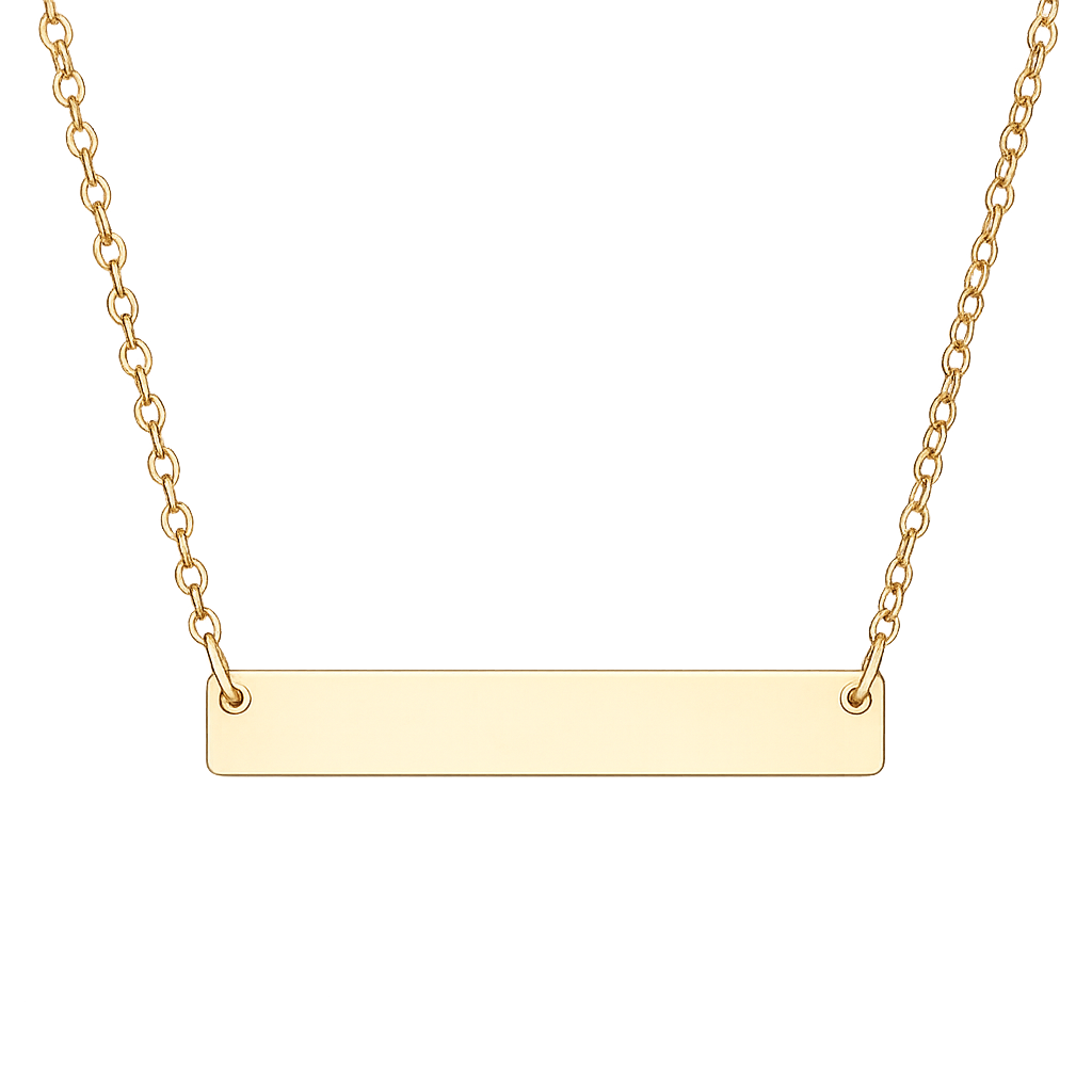 Horizontal Bar Necklace 18K Gold PVD — personalized engraved name bar
