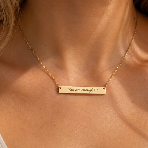 Horizontal Bar Necklace - Personalized Engraved Name Bar — front view