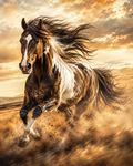 Horse Freedom printable wall art — galloping horse at sunset, instant digital download