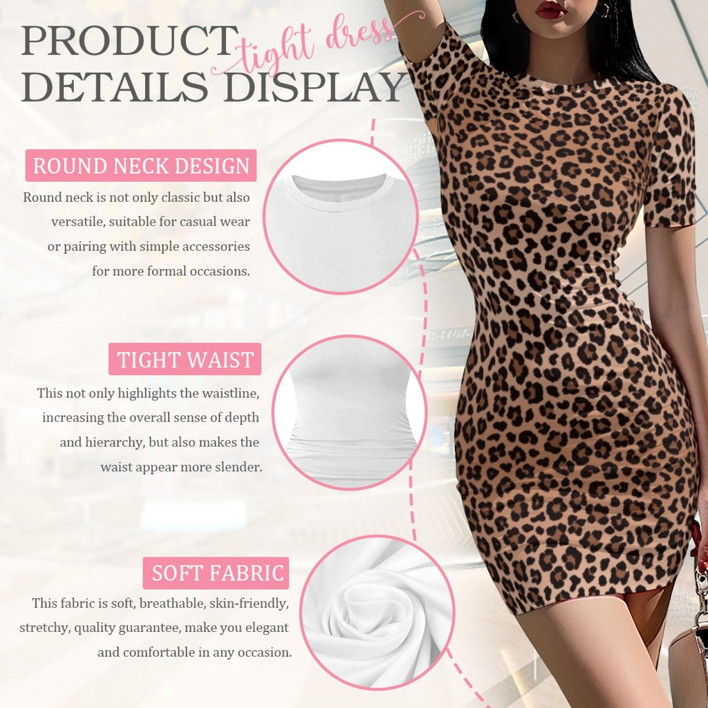 Wild Grace Leopard Bodycon Dress - Classic Leopard fabric details
