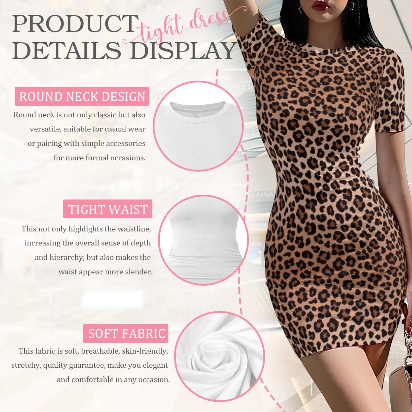 Wild Grace Leopard Bodycon Dress - Classic Leopard fabric details