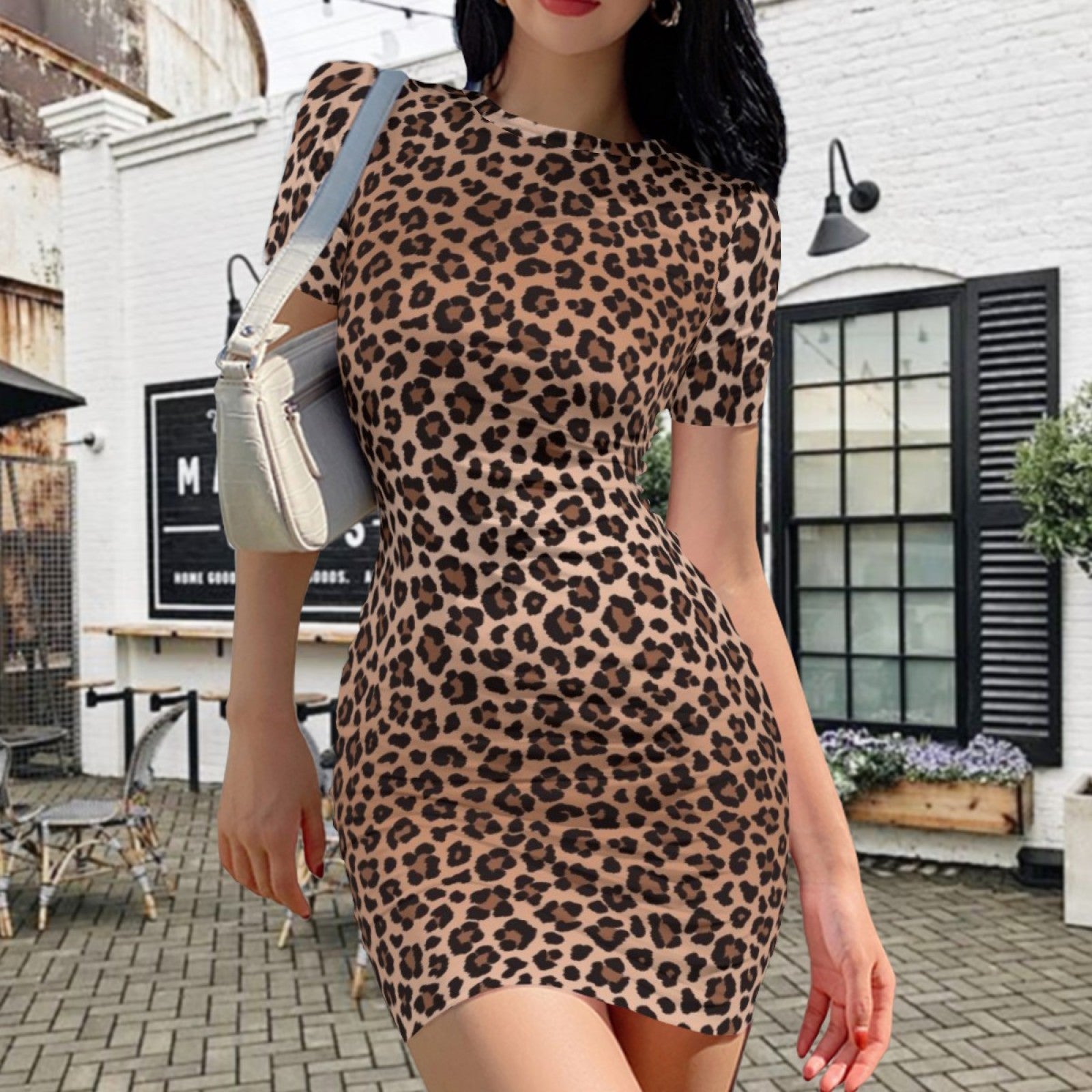Wild Grace Leopard Bodycon Dress - Classic Leopard lifestyle front