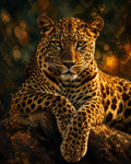 Leopard Confidence printable wall art — golden leopard at dusk, instant digital download