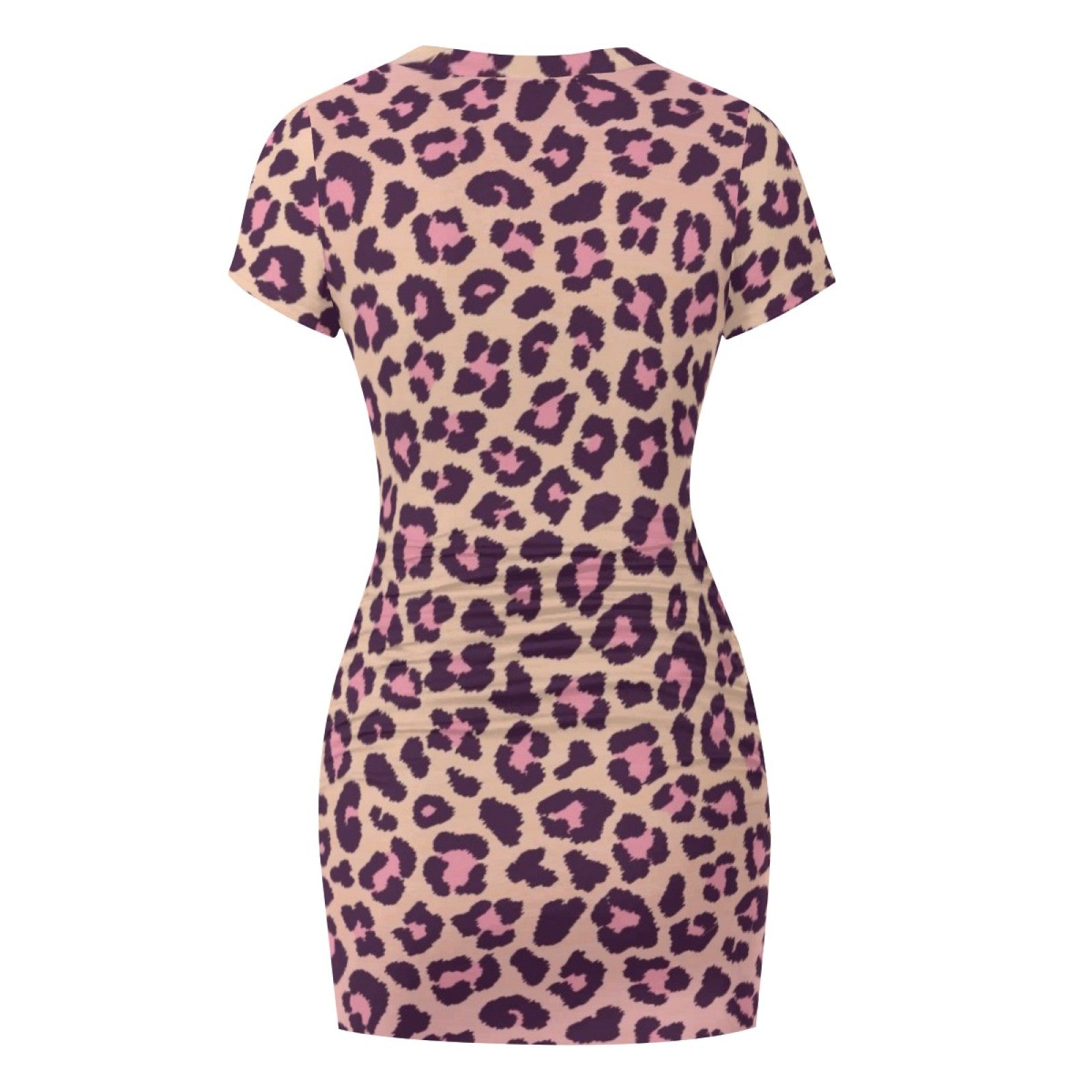 Wild Grace Leopard Bodycon Dress - Pink Leopard back view